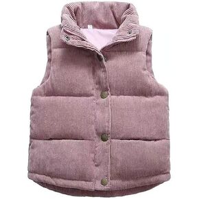 Toddler Boys Girls Sleeveless Collar Down Vest Fall Winter Solid Color Button Stripe Jacket Toddler Puffy Jacket