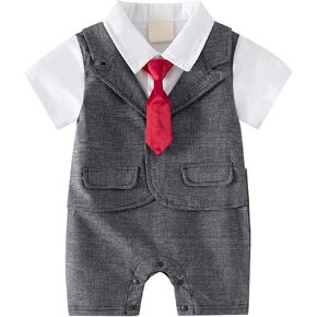Children Clothing for Formal Baby Boy Gentleman White Shirt Vest Bowtie Tuxedo Jumpsuit Overall Romper