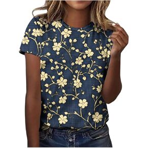 بالإضافة إلى قمم الحجم للنساء الأكمام القصيرة الأذنب غير الرسمية الصيفية ، Tees Tees Novetly Floral Thirts Tshirts Blouse