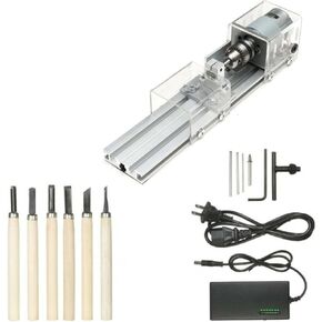 Compact 7-Speed Mini Lathe for Metal, Woodworking, Multi-Functional Polisher, Engraver, Drill Tool with Precision Chuck(Black)