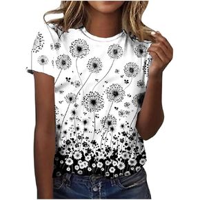 Plus Size Tops for Women Short Sleeve Dressy Casual Summer Tunic Graphic Tees Novetly Floral Shirts Tshirts Blouse in Kuwait