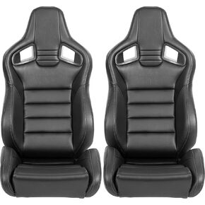 Enhance Driving Comfort with Racing Seat, Adjustable Design, Durable Vinyl Fabric, Universal Fit, Black