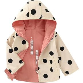 Toddler Baby Girls Boys Winter Warm Polka Dot Cotton Long Sleeve Hooded Clothes Coat Rain Jacket for Summer Autumn