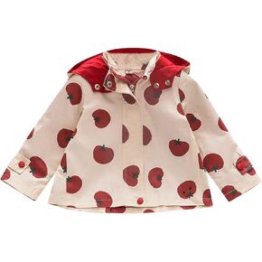 Infant Baby Girls Zipper Jacket Tomato Prints Rain Jacket Winter Coats Outdoor Outfits Clothes Juniors Jackets