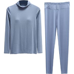 Thermal Underwear for Women Long Johns Set Fleece Lined Base Layer Pajama Sets Turtleneck Base Layer Top & Bottom