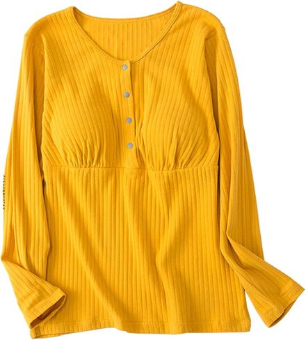 Womens Cotton Nursing Tops Long Sleeves Maternity Breastfeeding Shirts Outfit Pregnancy Clothes in Kuwait