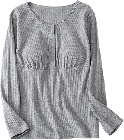 Womens Cotton Nursing Tops Long Sleeves Maternity Breastfeeding Shirts Outfit Pregnancy Clothes in Kuwait
