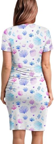 Women's Knit Maternity Dress Short Sleeve Pregnancy Clothes Pregnancy Dress S-XXL in Saudi Arabia