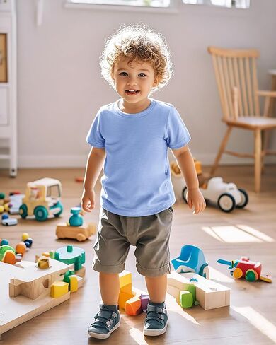 3 Pack Toddler Boys Shirts Soft Cotton Crewneck Short Sleeve Shirt Basic Tee Tops Size 18M-5T in Saudi Arabia