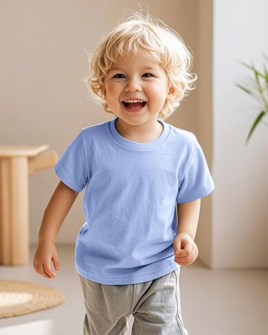 3 Pack Toddler Boys Shirts Soft Cotton Crewneck Short Sleeve Shirt Basic Tee Tops Size 18M-5T in Saudi Arabia