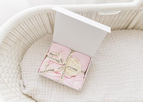 Luxe Collection 100% Organic Luxury Knit Baby Blanket + Hat Set (Blush Pink) in Saudi Arabia