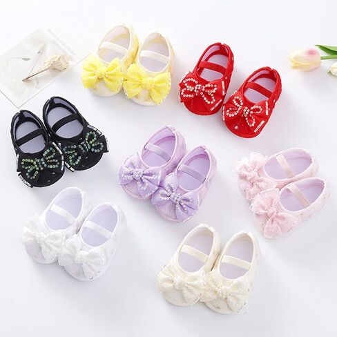 0 to 18 Months Baby Toddler First Walking Non-Skid Shoes Fashion Soft Sole Pearl Dress Flower Princess Shoes in Saudi Arabia