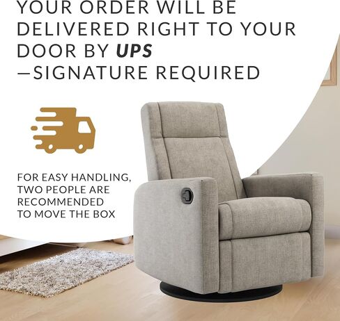 Jaymar Nelly Modern Nursery Glider Recliner Chair – Cozy Nursing Chair with 360° Swivel for New Parents, Gentle Motion, Compact Design, Lumbar Support – Made in Canada (Driftwood/Breather Fabric) in Saudi Arabia