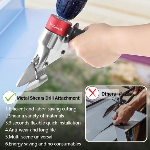 Professional Sheet Metal Cutter Drill Attachment, Heavy Duty Metal Shear Attachment with 360° Pivoting Handle, Power Tool Accessory for Curved & Straight Cutting on Steel, Aluminum & Iron- R in Saudi Arabia