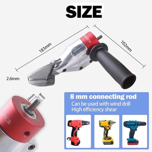 Professional Sheet Metal Cutter Drill Attachment, Heavy Duty Metal Shear Attachment with 360° Pivoting Handle, Power Tool Accessory for Curved & Straight Cutting on Steel, Aluminum & Iron- R in Saudi Arabia