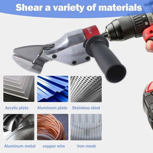 Professional Sheet Metal Cutter Drill Attachment, Heavy Duty Metal Shear Attachment with 360° Pivoting Handle, Power Tool Accessory for Curved & Straight Cutting on Steel, Aluminum & Iron- R in Saudi Arabia