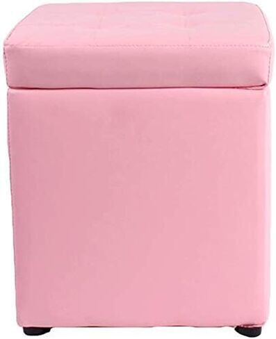 Square Ottoman Storage 12x12x14inch Small Cube Foot Rest Stool with Hinged Lid,Faux Leather Padded Seat Waterproof Toy Box for Living Room Bedroom (Pink) in Kuwait