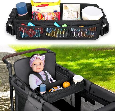 AROUY Stroller Snack Tray Attachment - Universal Stroller Snack Tray for Wonderfold Wagon W4 Accessories - Snack Tray for Kids - Easy to Clean Stroller Wagon Snack Tray with Cup Holder (L (W2 Model)) in Kuwait