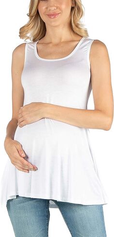 24seven Comfort Apparel Womens Comfortable Maternity Scoop Neck Sleeveless Flared Swing Tunic Tank Top -Small-6X in Kuwait