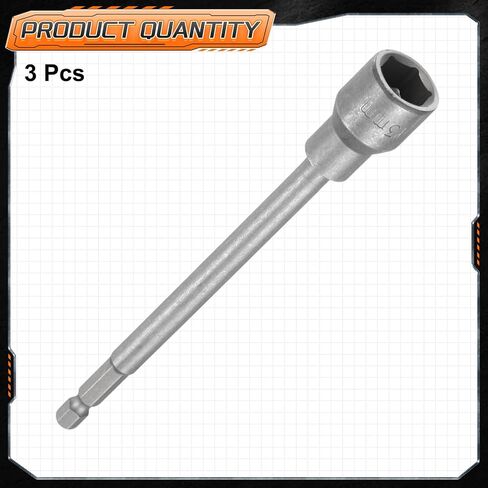 HARFINGTON 3pcs Nut Driver Drill Bit 13mm Metric Impact Socket 1/4" Hex Shank 6" (150mm) Extra Long Magnetic 6-Point Sockets Quick-Change CR-V Steel Bolt Setter for Power Drill Drivers in Saudi Arabia