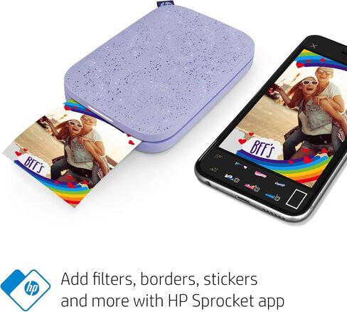 HP Sprocket 2x3 Instant Smartphone Photo Printer 75 Sheets Bundle - Bluetooth Portable Color Wireless Mobile Printer (Purple) Zink Sticky-Back Photos in Saudi Arabia