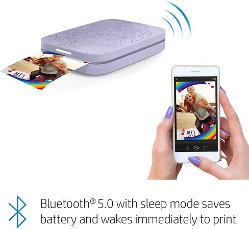 HP Sprocket 2x3 Instant Smartphone Photo Printer 75 Sheets Bundle - Bluetooth Portable Color Wireless Mobile Printer (Purple) Zink Sticky-Back Photos in Saudi Arabia