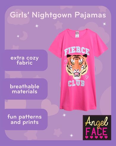 Angel Face Girls’ Nightgown Pajamas – 3 Pack Sleepwear Night Dress Sleep Shirt (4-14) in Kuwait