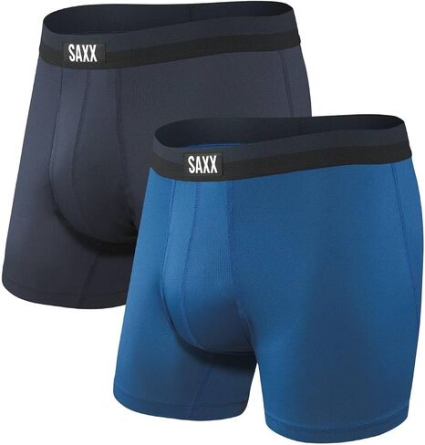 SAXX Men's Underwear - SPORT MESH Boxer Briefs with Built-In Pouch Support – Workout Boxer Briefs, Pack of 2, Navy Digi DNA/Black, X-Large in Kuwait