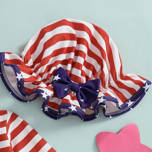 Toddler Girl 4Th of July One Piece Swimsuit Rash Guard Beachwear Ruffle Baby Swimwear Sun Protection Bathing Suit in Saudi Arabia