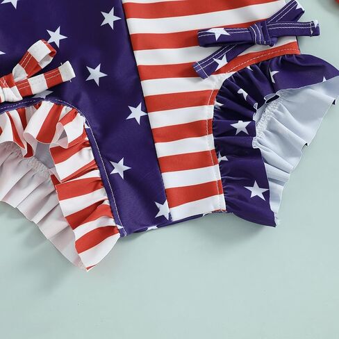 Toddler Girl 4Th of July One Piece Swimsuit Rash Guard Beachwear Ruffle Baby Swimwear Sun Protection Bathing Suit in Saudi Arabia
