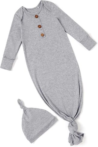 PATPAT Tencel & Wool Blend Baby Sleeper Gown for Newborn Boy Girl Infant, Knotted Sleep Sack as Premium Gift for Baby in Kuwait