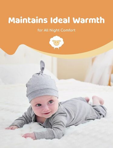PATPAT Tencel & Wool Blend Baby Sleeper Gown for Newborn Boy Girl Infant, Knotted Sleep Sack as Premium Gift for Baby in Kuwait