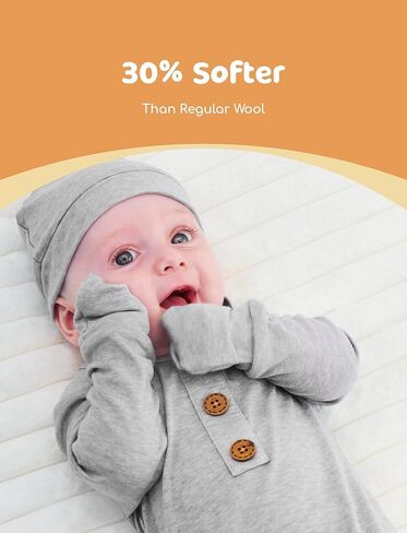PATPAT Tencel & Wool Blend Baby Sleeper Gown for Newborn Boy Girl Infant, Knotted Sleep Sack as Premium Gift for Baby in Kuwait