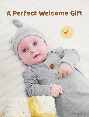 PATPAT Tencel & Wool Blend Baby Sleeper Gown for Newborn Boy Girl Infant, Knotted Sleep Sack as Premium Gift for Baby in Kuwait