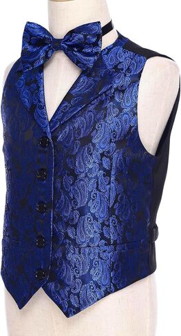 Baby Boys Bow Tie and Suit Vest Set - Fashionable Sleeveless Jacquard Waistcoat for Parties in Saudi Arabia