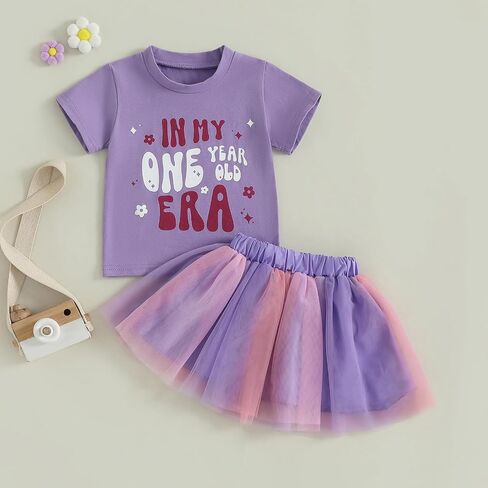 Baby Girl First Birthday Outfit In My One Year Old Era Shirt Tops and Tutu Skirts Set Baby My 1st Birthday Clothes in Saudi Arabia