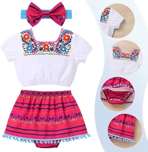 ODASDO Newborn Baby Girl Coming Home Outfit Ruffle Romper Shorts Bowknot Headband 3pcs Summer Casual Clothes Set 0-18M in Saudi Arabia