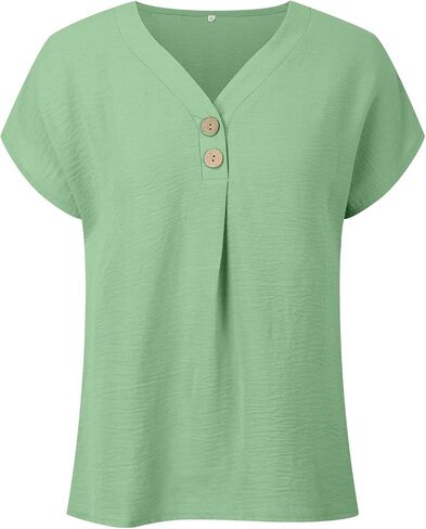 Womens Tops Summer Dressy Casual Shirts Short Sleeve V Neck Blouses Business Work Tshirts Long Sleeve Dress Shirt in Saudi Arabia