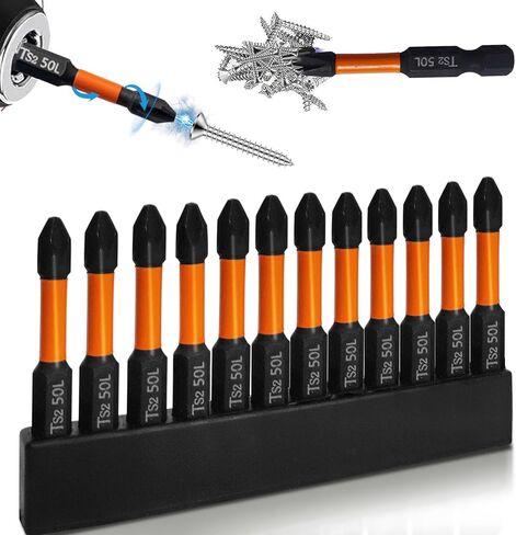 Magnetic Drill Bits, 12 Pack Non Slip Screwdriver Bit Set with S2 Alloy Steel Material, Fit for Professional Impact Driver Accessories Tool (2 Inch Long) in Saudi Arabia