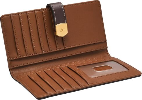 Fossil Women's Lennox Leather Tab Clutch Wallet, Black (Model: SL10036001) in Saudi Arabia