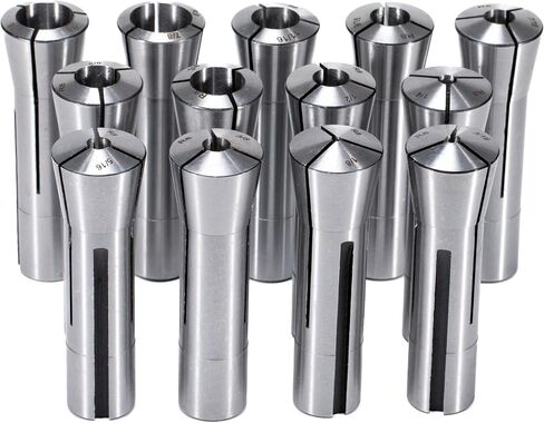 Precision R8 Collet Set, 13pcs, 1/8" to 7/8" Carbon Steel, Mill Collet Set, 0.0006" TIR, 7/16"-20 Thread, for Milling & Mill Chuck Holder in Saudi Arabia