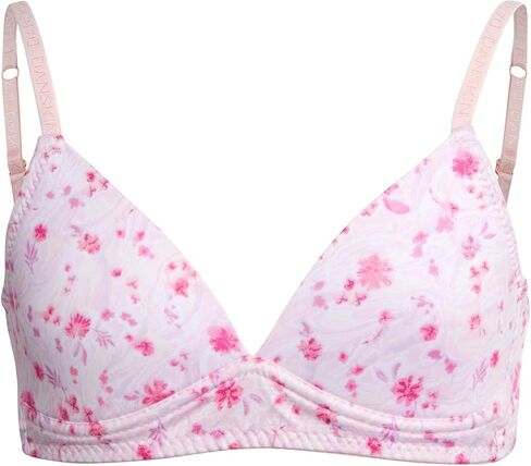 Danskin Girls' A-Cup Training Bra - Molded, Wire-Free, Microfiber Bra with J-Hook Straps, Size 34A, White Marble/Light Blue/Neutral in Saudi Arabia
