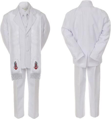 Baby Boy Christening Formal Suit Silver Guadalupe Virgin Mary on Stole SM-20 in Kuwait