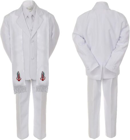 Baby Boy Christening Formal Suit Silver Guadalupe Virgin Mary on Stole SM-20 in Kuwait
