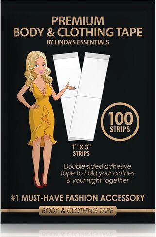 Double Sided Tape for Clothes, Body and Fashion (100 Pack) | Skin & Clothing Tape for Women | Hem Tape No Sew No Iron | Strong Transparent Clear Body Tape for All Shades and Sensitivity in Kuwait