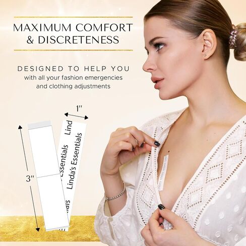 Double Sided Tape for Clothes, Body and Fashion (100 Pack) | Skin & Clothing Tape for Women | Hem Tape No Sew No Iron | Strong Transparent Clear Body Tape for All Shades and Sensitivity in Kuwait