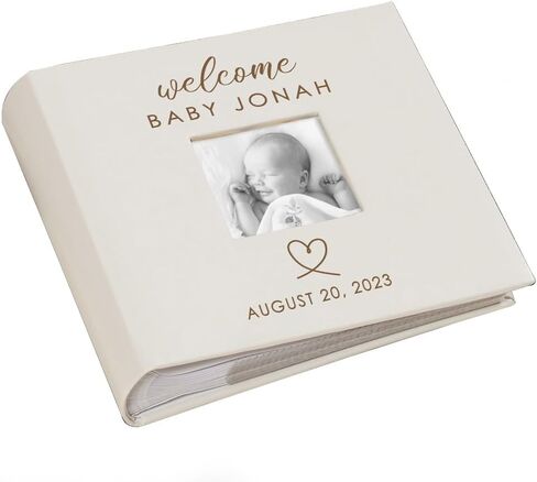 Personalized Photo Album, Custom Engraved Picture Album, Holds 200 4" x 6" Photos, Leatherette and Laser Engraved Scrapbook, Welcome Baby in Kuwait