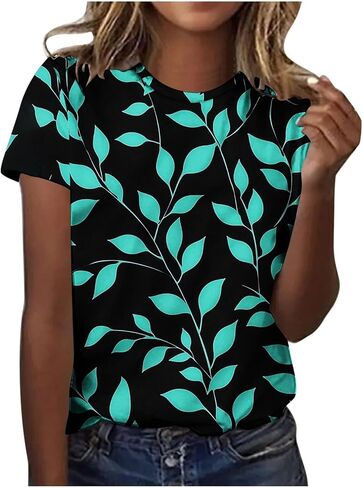 Plus Size Tops for Women Short Sleeve Dressy Casual Summer Tunic Graphic Tees Novetly Floral Shirts Tshirts Blouse in Kuwait