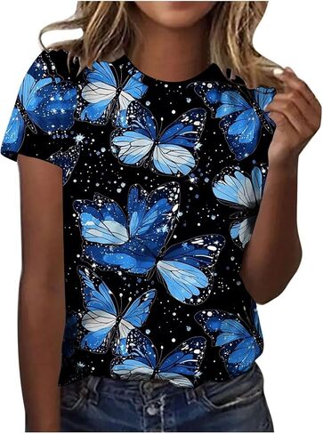 Plus Size Tops for Women Short Sleeve Dressy Casual Summer Tunic Graphic Tees Novetly Floral Shirts Tshirts Blouse in Kuwait