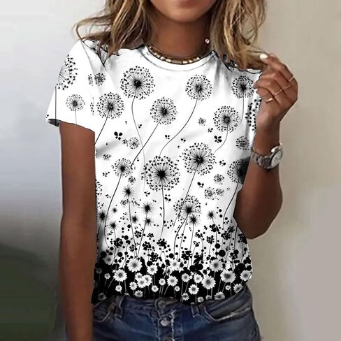 Plus Size Tops for Women Short Sleeve Dressy Casual Summer Tunic Graphic Tees Novetly Floral Shirts Tshirts Blouse in Kuwait